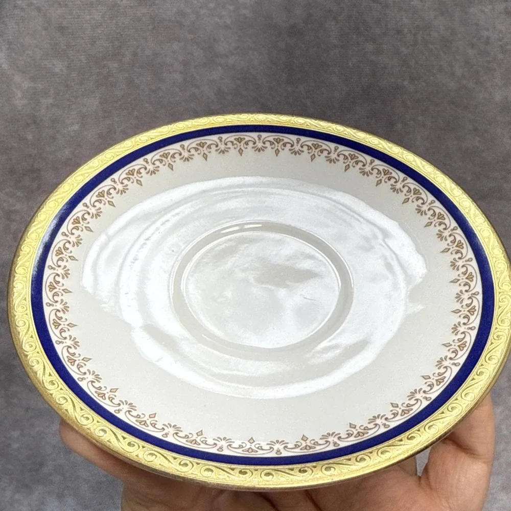 Tirschenreuth Bavaria Demitasse‎ Cup & Saucer Cobalt Blue Gold Germany VTG